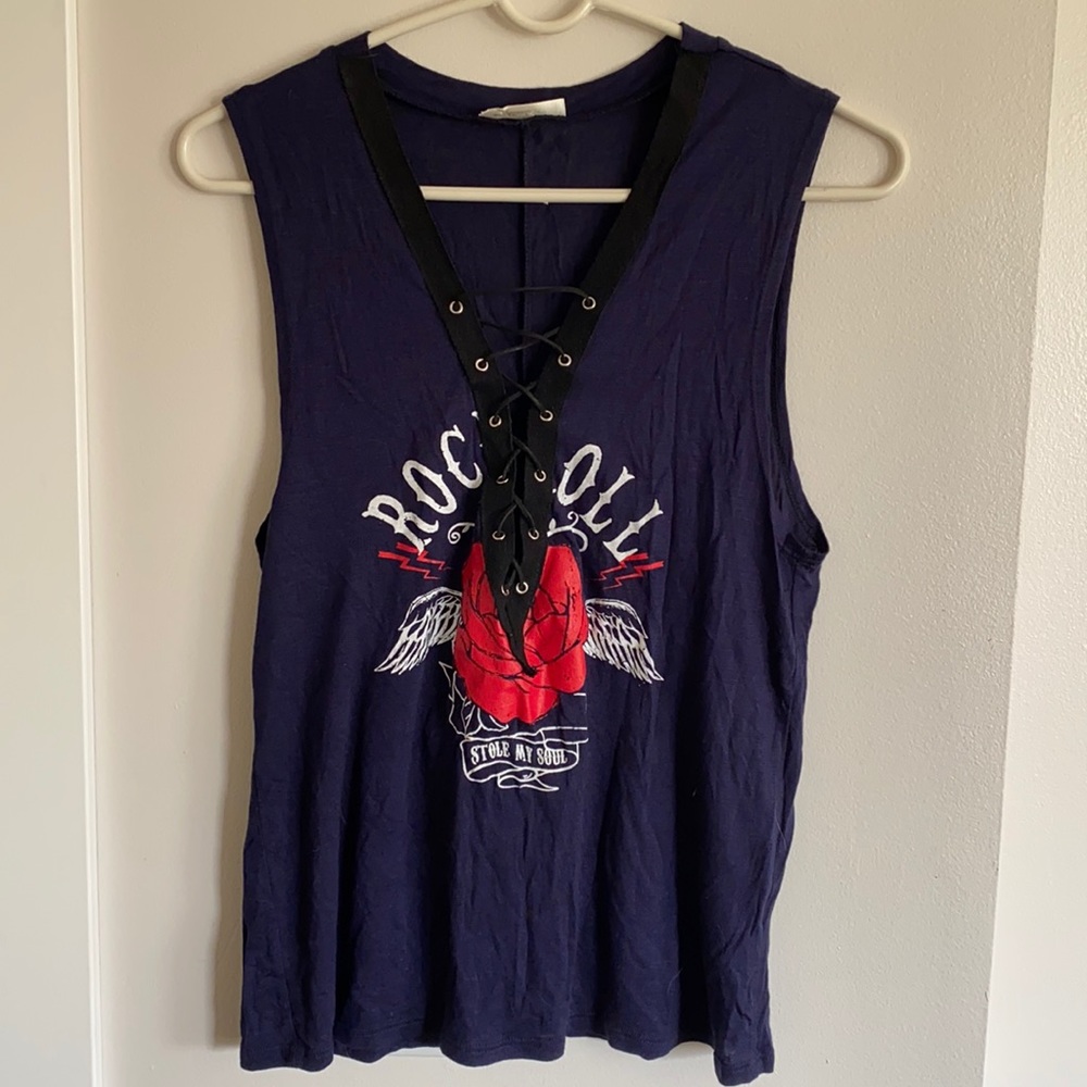 Rock n Roll Tank with Cutout lace up